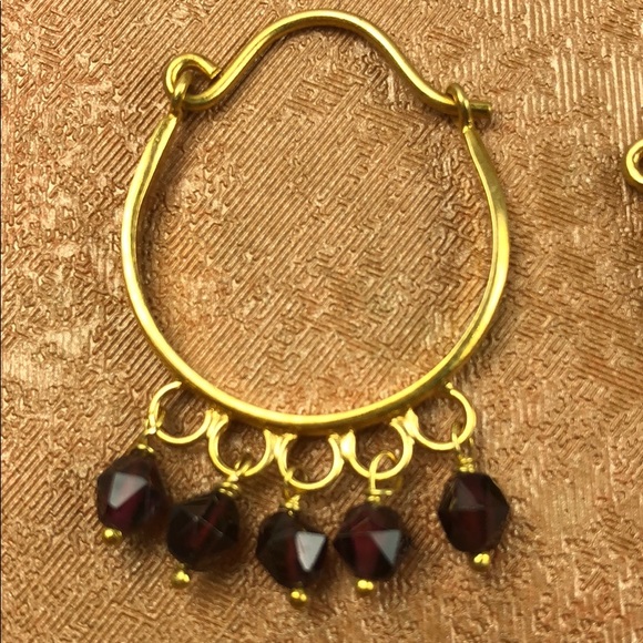 Garnet Hoop Earrings - Picture 2 of 2